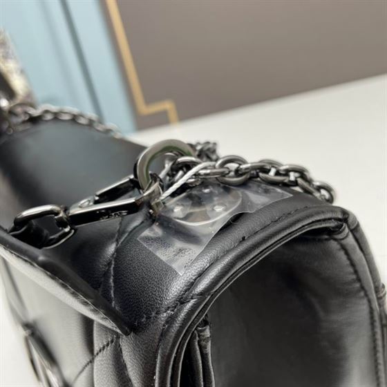 30 Montaigne Chain Bag with Handle Black Maxicannage Lambskin – DB037