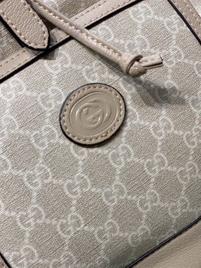 Backpack with Interlocking G Beige and white – GB070