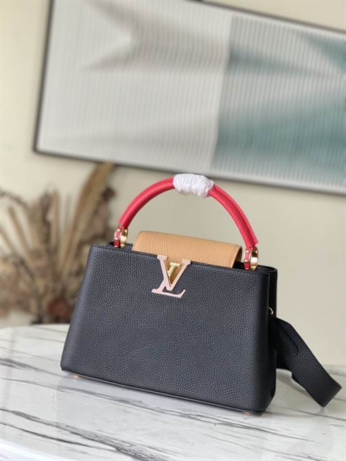 Capucines MM handbag Black Arizona Beige Ruby Red – LB036