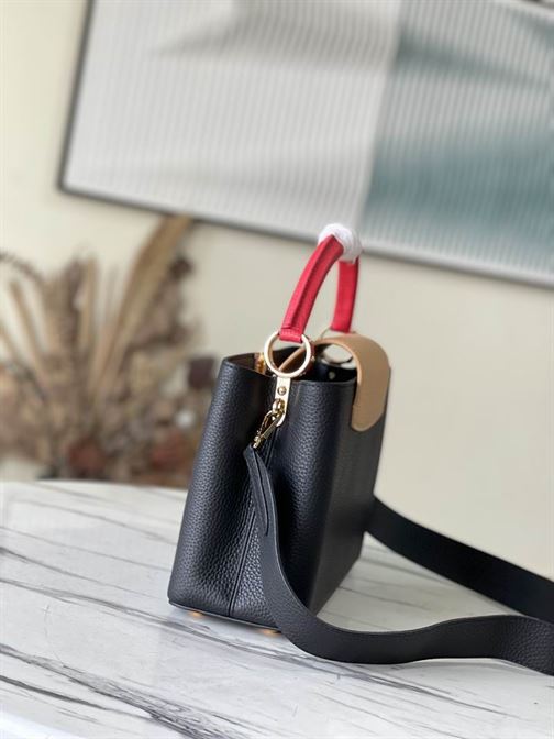 Capucines MM handbag Black Arizona Beige Ruby Red – LB036