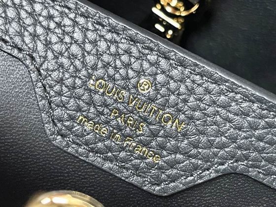 Capucines MM handbag Black Taurillon leather Gray Etain Metallic – LB035