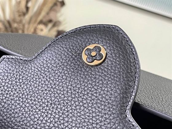 Capucines MM handbag Black Taurillon leather Gray Etain Metallic – LB035