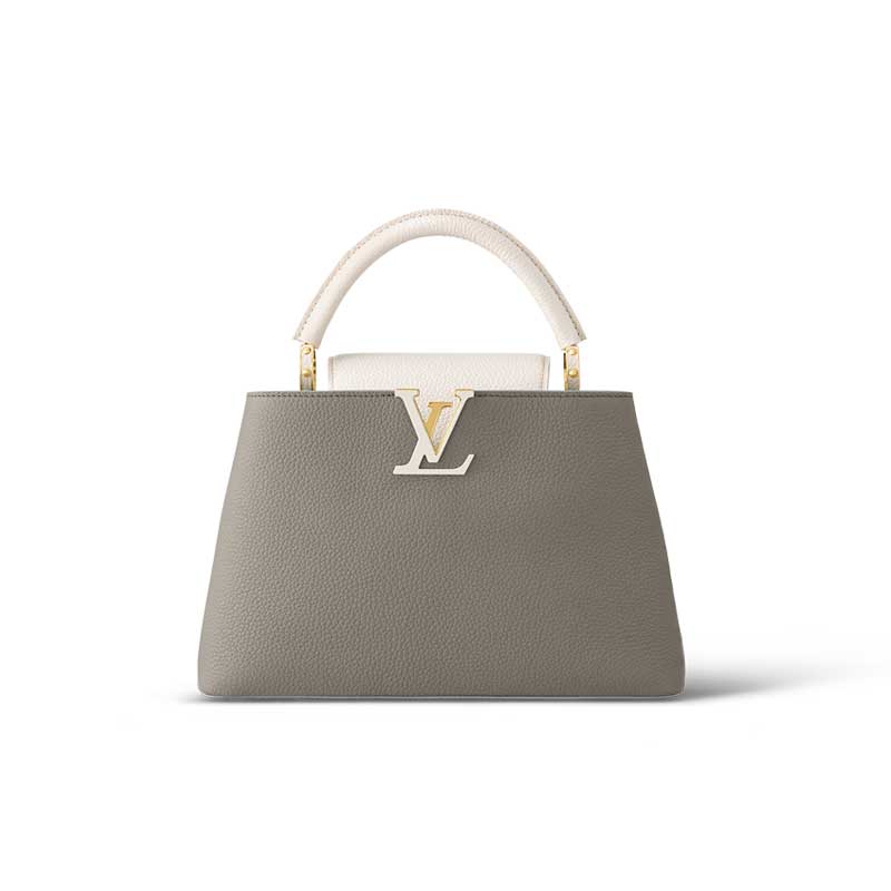 Capucines MM handbag Steeple Gray Greige Taurillon leather – LB039