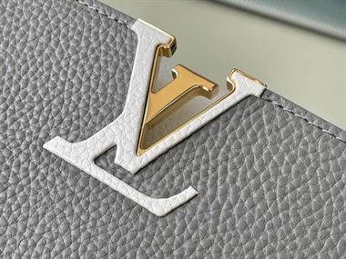 Capucines MM handbag Steeple Gray Greige Taurillon leather – LB039