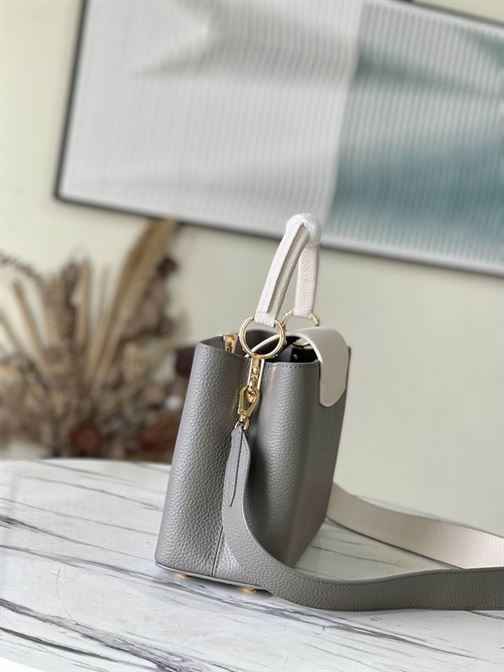 Capucines MM handbag Steeple Gray Greige Taurillon leather – LB039