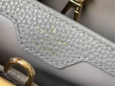 Capucines MM handbag Steeple Gray Greige Taurillon leather – LB039