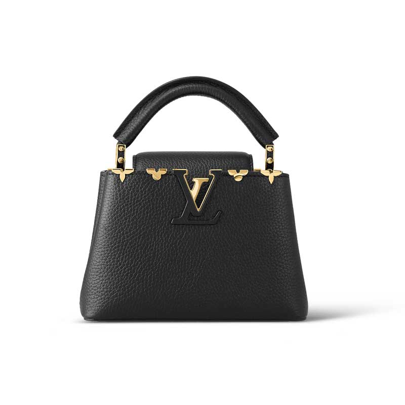 Capucines Mini handbag Black Taurillon leather Monogram Flowers – LB037