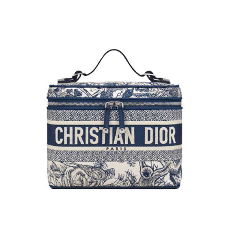 DiorTravel vanity case Blue Toile de Jouy Embroidery – DB043