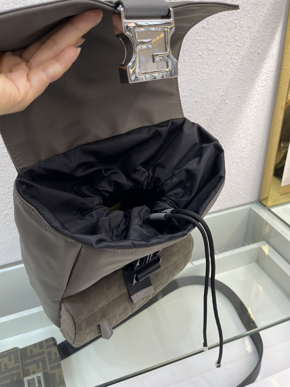 Fendiness backpack Dark grey suede – FB038