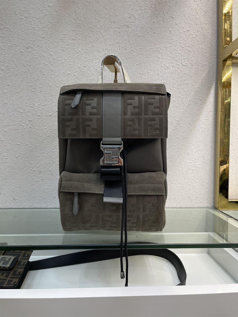 Fendiness backpack Dark grey suede – FB038