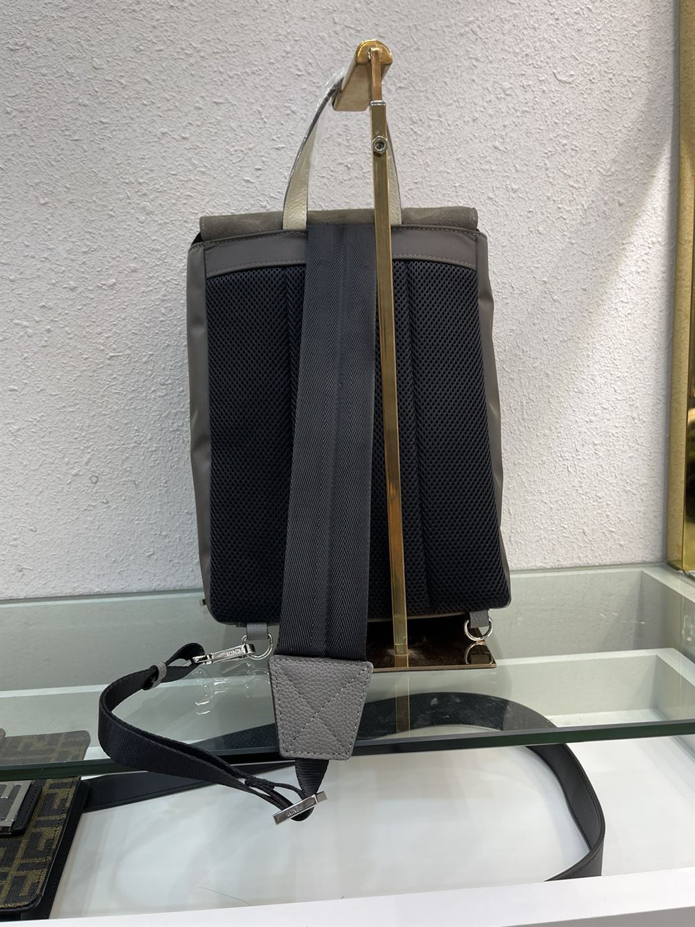 Fendiness backpack Dark grey suede – FB038