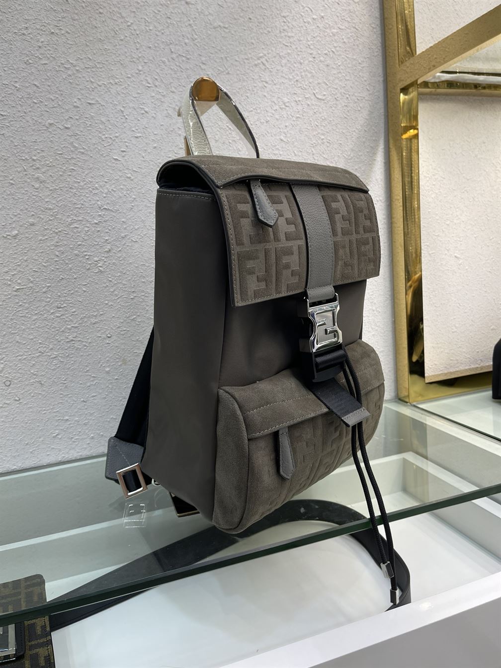 Fendiness backpack Dark grey suede – FB038