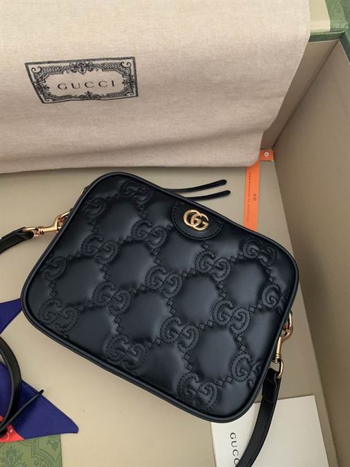 GG Matelassé small bag Black leather – GB078
