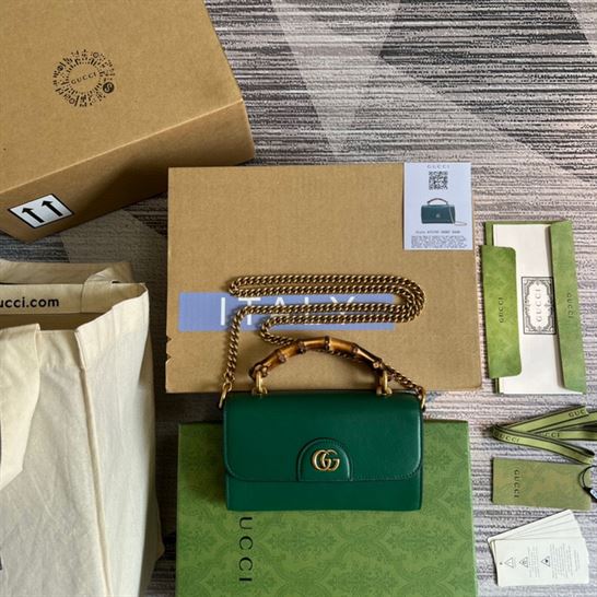 Gucci Diana small shoulder bag Emerald green leather – GB067