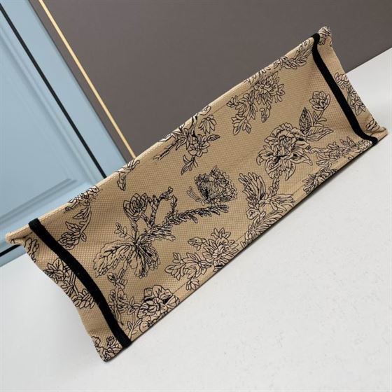 Large Dior Book Tote Powder Pink Jardin Botanique Embroidery – DB040