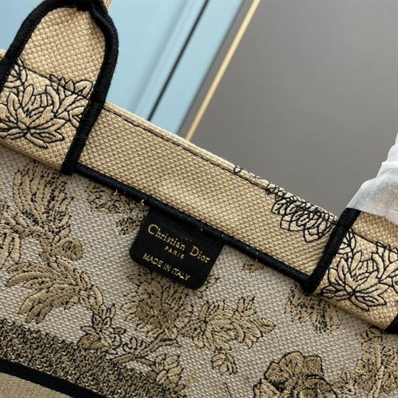 Large Dior Book Tote Powder Pink Jardin Botanique Embroidery – DB040