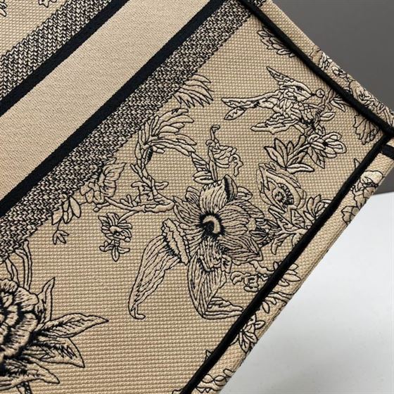 Large Dior Book Tote Powder Pink Jardin Botanique Embroidery – DB040