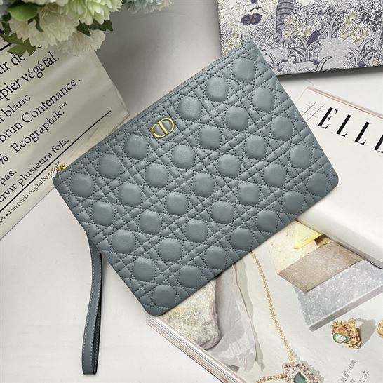 Large Dior Caro Daily pouch Cloud Blue – DB042
