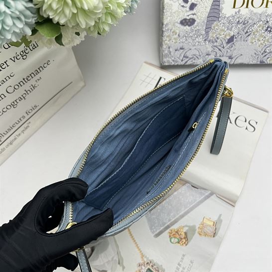 Large Dior Caro Daily pouch Cloud Blue – DB042
