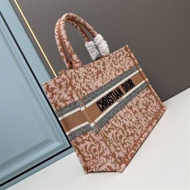 Medium Dior Book Tote Metallic Pink Brocart Embroidery – DB041