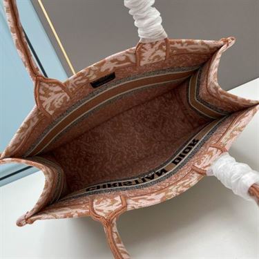 Medium Dior Book Tote Metallic Pink Brocart Embroidery – DB041