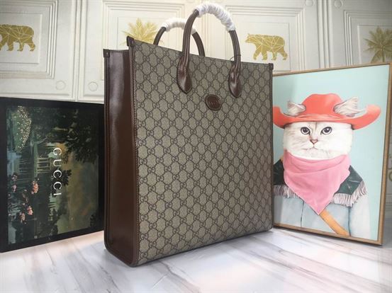 Medium tote with Interlocking G Beige and ebony - GB074
