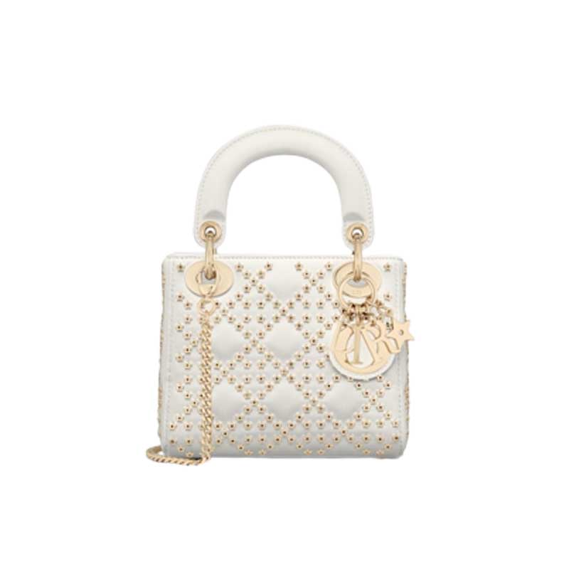 Mini Lady Dior Bag Latte Lucky Star Cannage Lambskin – DB035