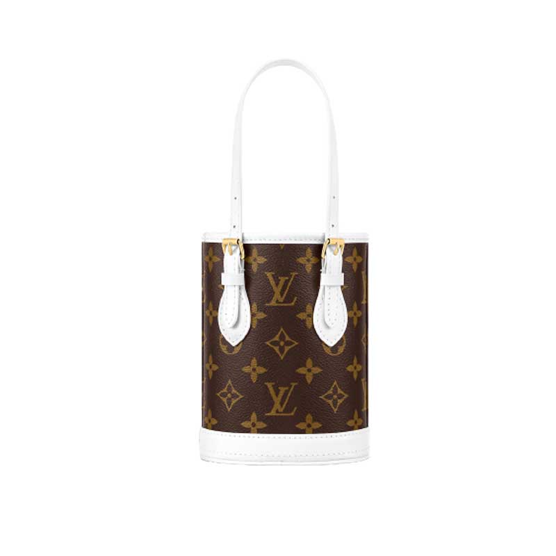 Nano Bucket White Monogram coated canvas – LB050