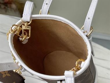 Nano Bucket White Monogram coated canvas – LB050