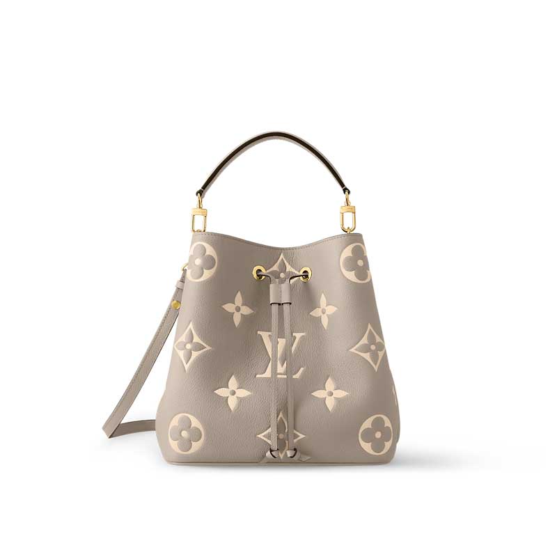 NéoNoé MM bucket bag Tourterelle Gray Cream cowhide leather – LB055