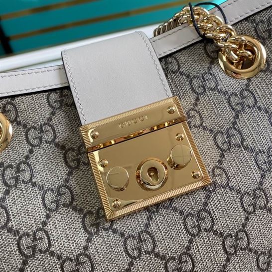 Padlock GG small shoulder bag Beige/ebony white leather detail - GB082