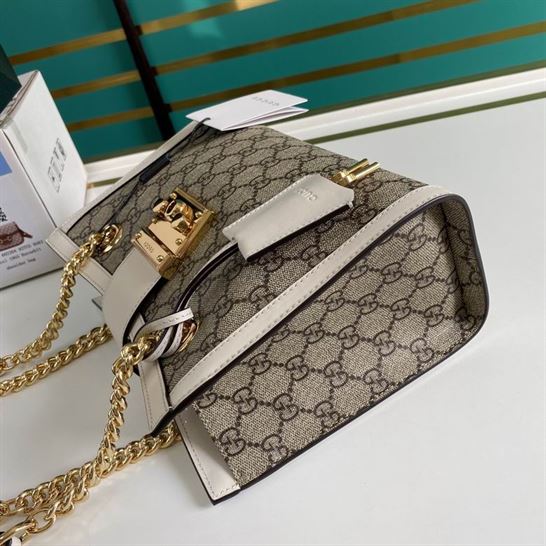 Padlock GG small shoulder bag Beige/ebony white leather detail - GB082