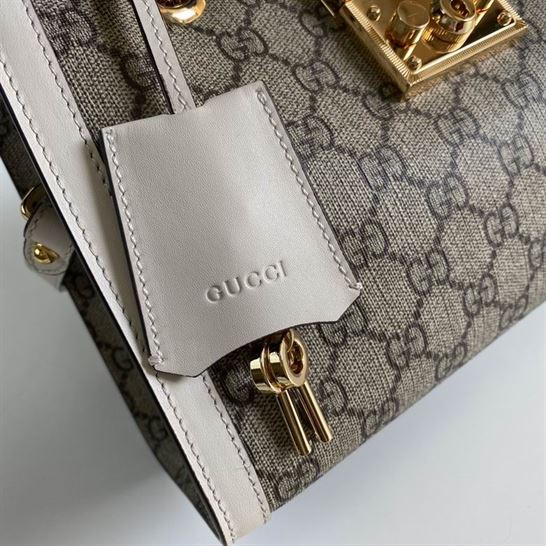 Padlock GG small shoulder bag Beige/ebony white leather detail - GB082