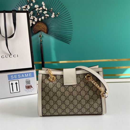 Padlock GG small shoulder bag Beige/ebony white leather detail - GB082