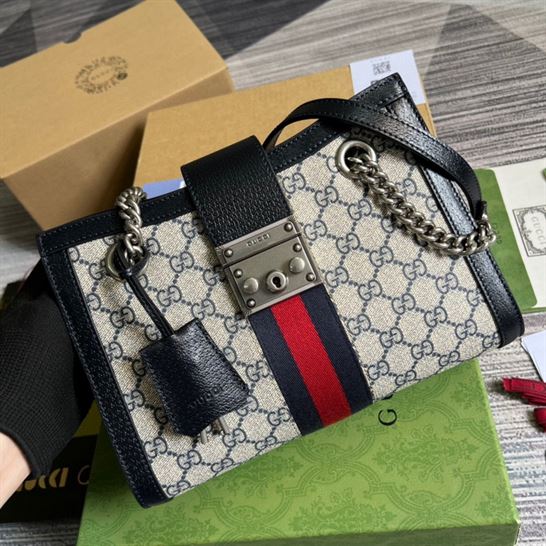 Padlock small GG shoulder bag Beige and blue GG Supreme canvas - GB080