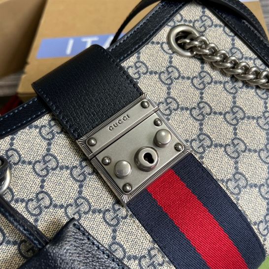 Padlock small GG shoulder bag Beige and blue GG Supreme canvas - GB080