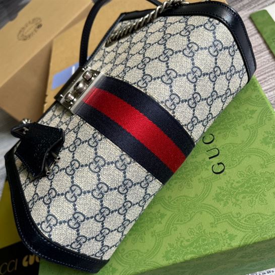 Padlock small GG shoulder bag Beige and blue GG Supreme canvas - GB080