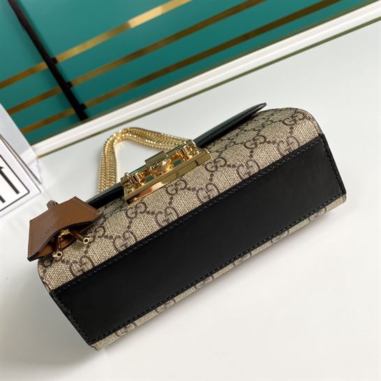 Padlock small GG shoulder bag Black leather top – GB081
