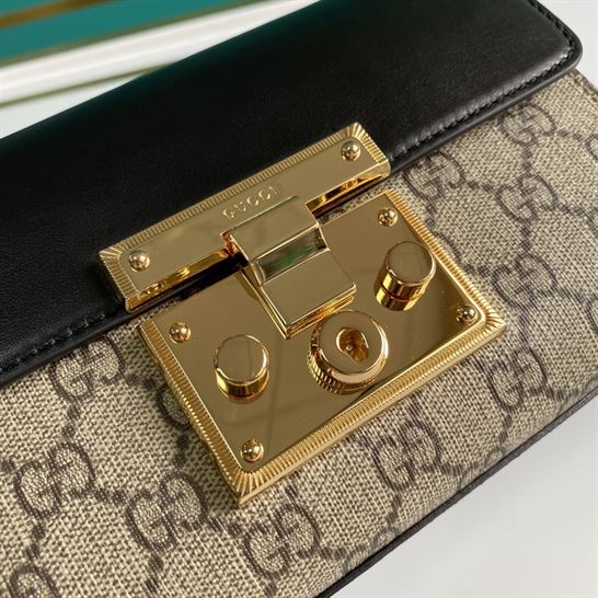 Padlock small GG shoulder bag Black leather top – GB081