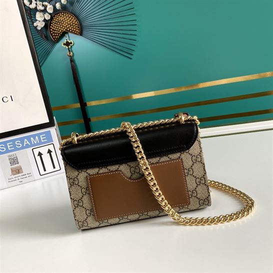 Padlock small GG shoulder bag Black leather top – GB081