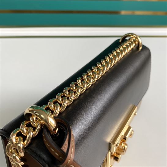 Padlock small GG shoulder bag Black leather top – GB081