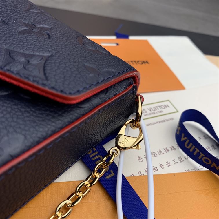 Pochette Félicie Navy Blue Red Monogram Empreinte embossed – LB046