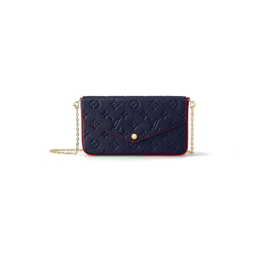Pochette Félicie Navy Blue Red Monogram Empreinte embossed – LB046