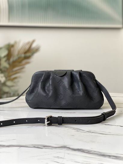 Scala mini pouch Black Mahina perforated calf leather – LB045