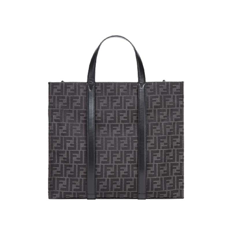 Shopper FF jacquard fabric bag black – FB040
