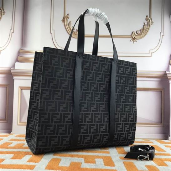 Shopper FF jacquard fabric bag black – FB040