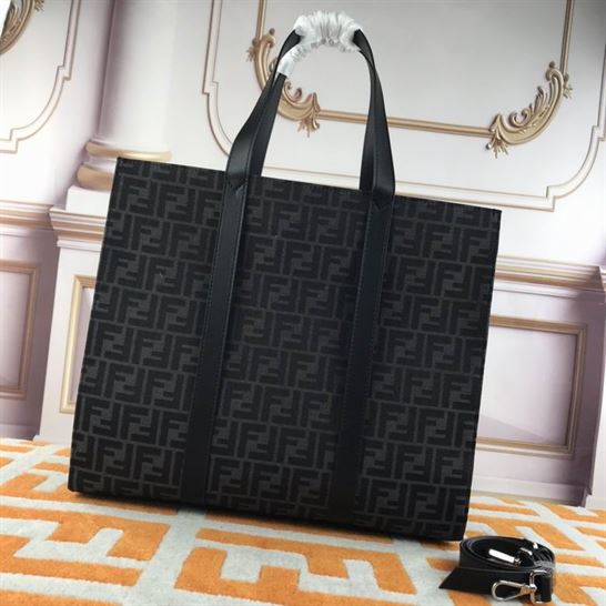 Shopper FF jacquard fabric bag black – FB040