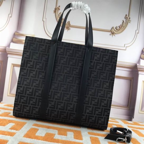 Shopper FF jacquard fabric bag black – FB040