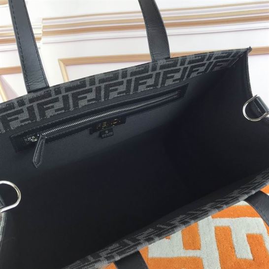 Shopper FF jacquard fabric bag black – FB040