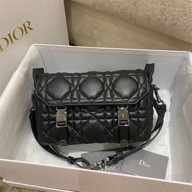 Small DiorCamp Bag Black Macrocannage Calfskin – DB031